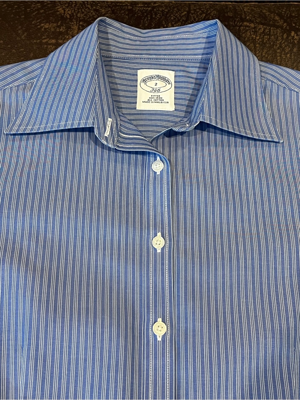 Brooks Brothers 346 Non-Iron Fitted Striped Cotton Button-Down Shirt Size 2 NWOT